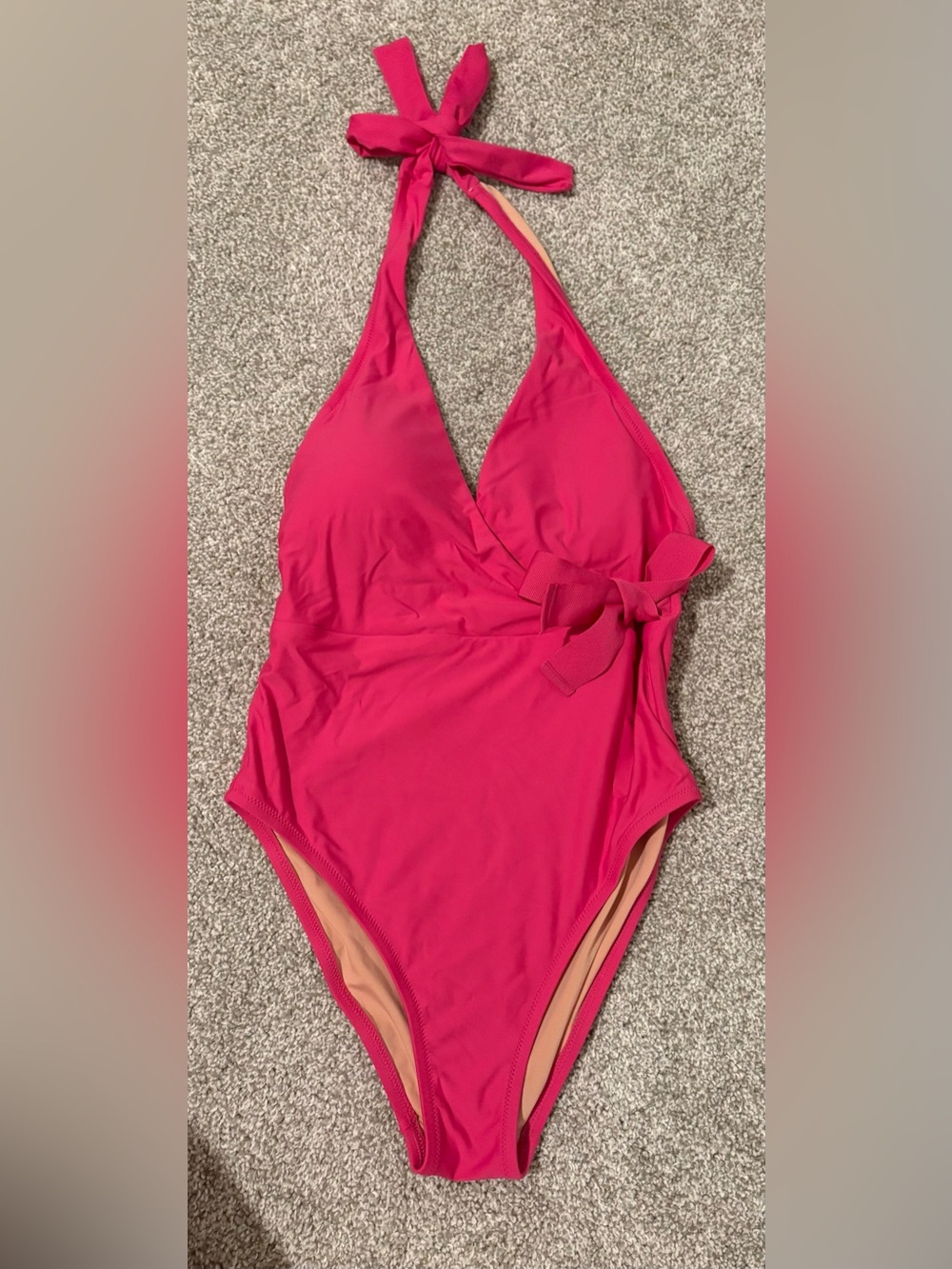 J. Crew Women’s Hot Pink One-Piece Swimsuit with Side Bow